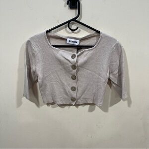 NWT Rita Row cropped cardigan in a light beige ribbed materia size small